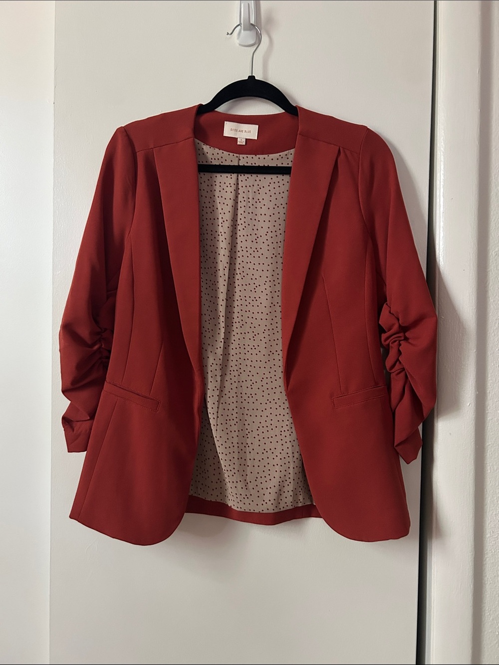 Skies Are Blue - Berry Ruched-Sleeve Women's Blazer